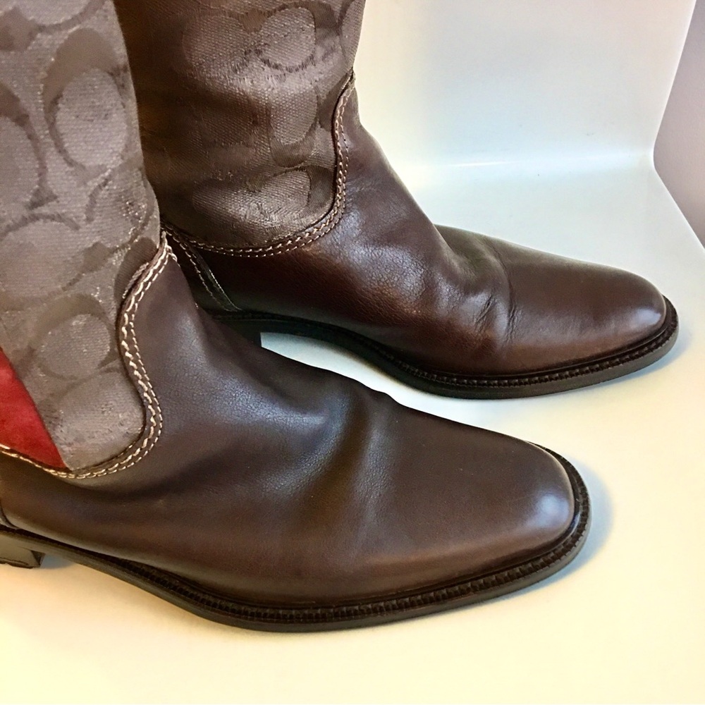 Coach ROCHELLE Pull on Signature Canvas Leather Riding Boots - Picture 12 of 16
